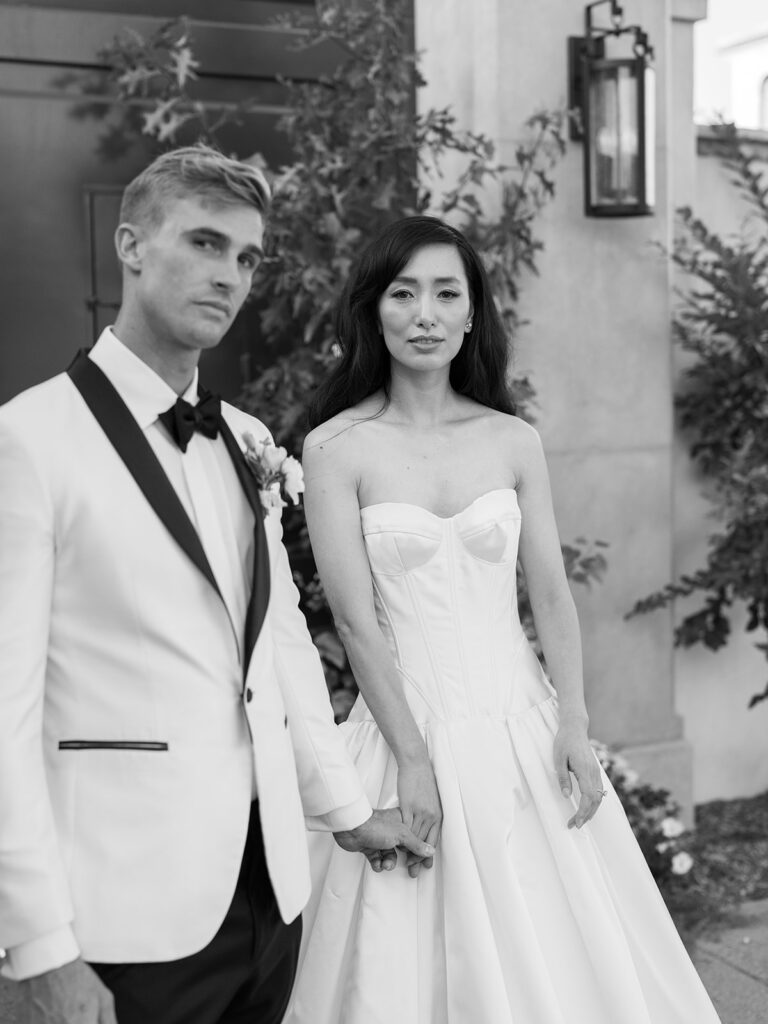 Neutral and light pink toned wedding reception decor with European influence at one of San Diego's best venues Monserate Winery, designed by wedding planner Bryce Gaston Events. 