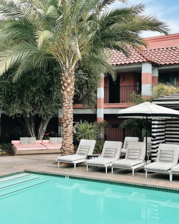 Sands hotel pink pool deck